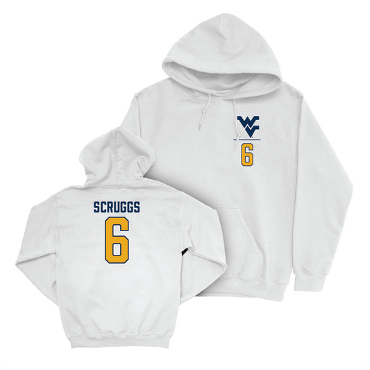 WVU Football White Logo Hoodie   - Jordan Scruggs