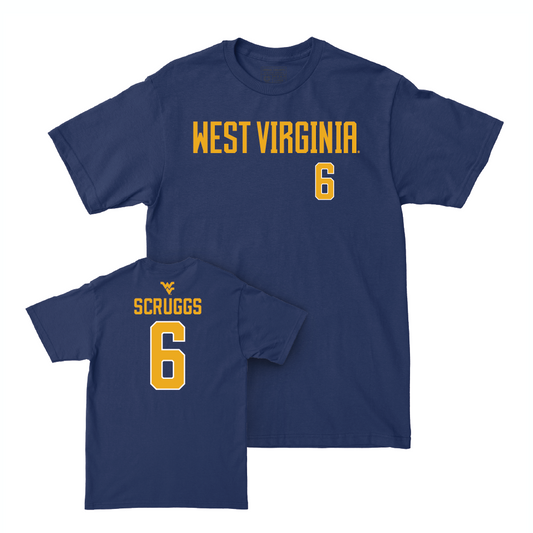 WVU Football Navy Wordmark Tee   - Jordan Scruggs