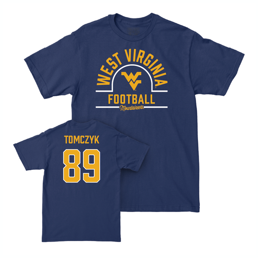 WVU Football Navy Arch Tee   - Adam Tomczyk