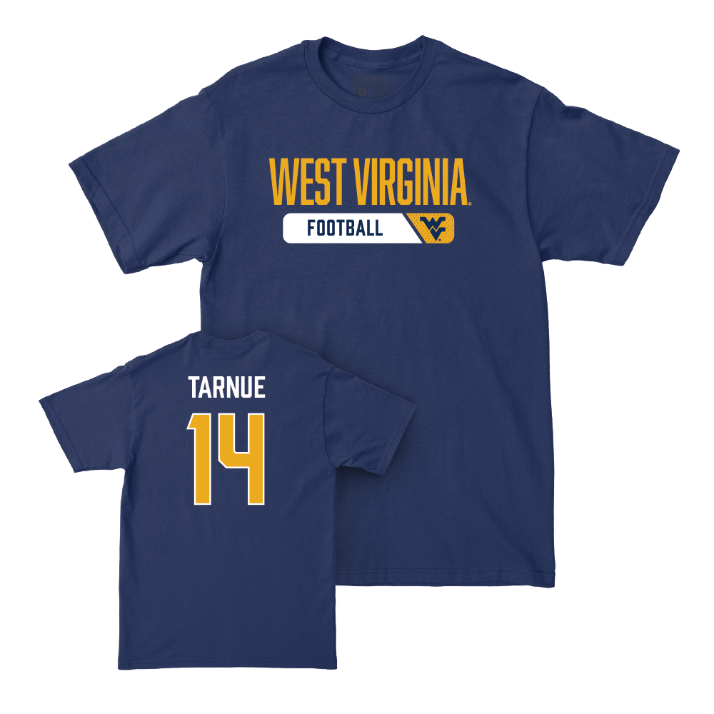 WVU Football Navy Staple Tee   - Kekoura Tarnue