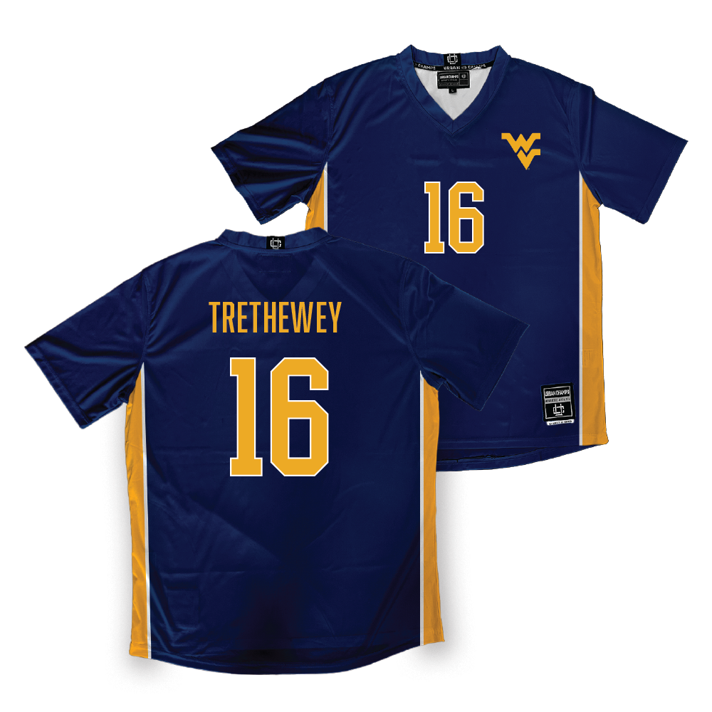 WVU Men's Soccer Navy Jersey - Max Trethewey