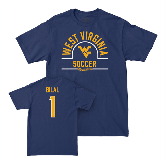 WVU Women's Soccer Navy Arch Tee - Aria Bilal Youth Small