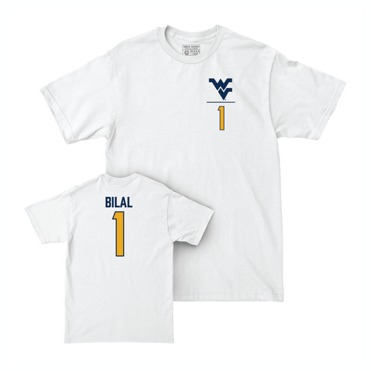 WVU Women's Soccer White Logo Comfort Colors Tee - Aria Bilal Youth Small