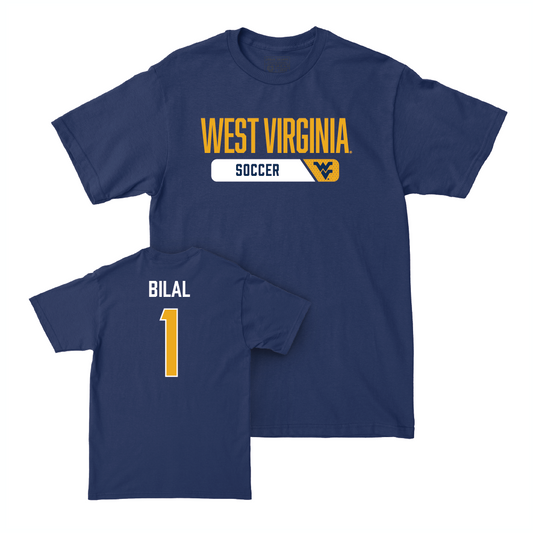 WVU Women's Soccer Navy Staple Tee - Aria Bilal Youth Small