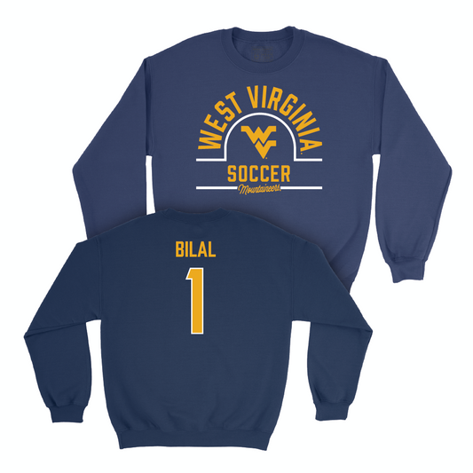 WVU Women's Soccer Navy Arch Crew - Aria Bilal Youth Small