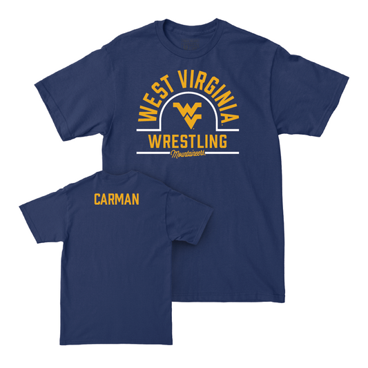 WVU Wrestling Navy Arch Tee - Anthony Carman Youth Small