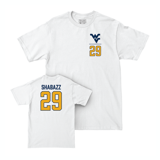 WVU Football White Logo Comfort Colors Tee - Akbar Shabazz Youth Small