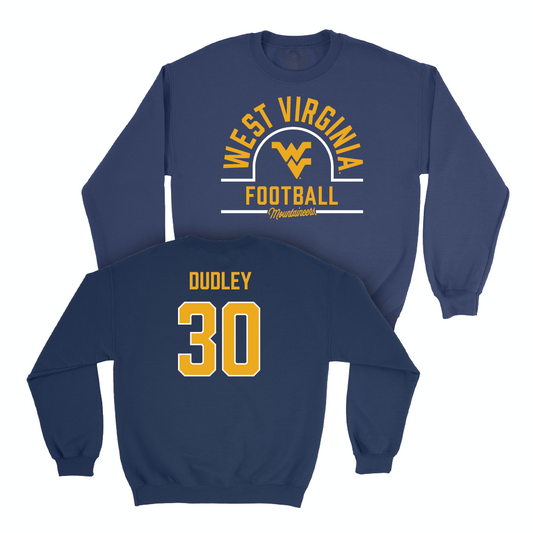WVU Football Navy Arch Crew - Brayden Dudley Youth Small