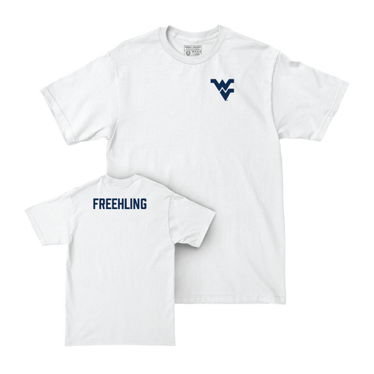 WVU Women's Gymnastics White Logo Comfort Colors Tee - Brynn Freehling Youth Small