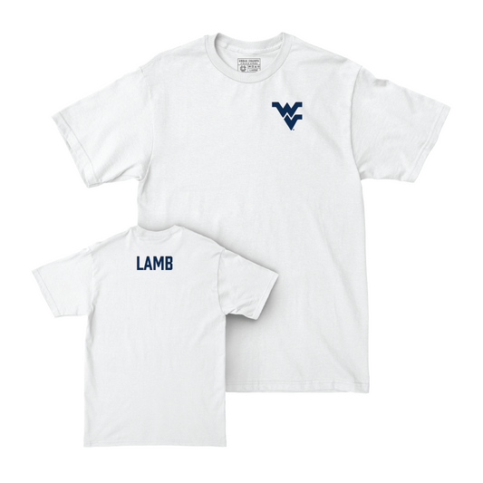 WVU Women's Rifle White Logo Comfort Colors Tee - Becca Lamb Youth Small