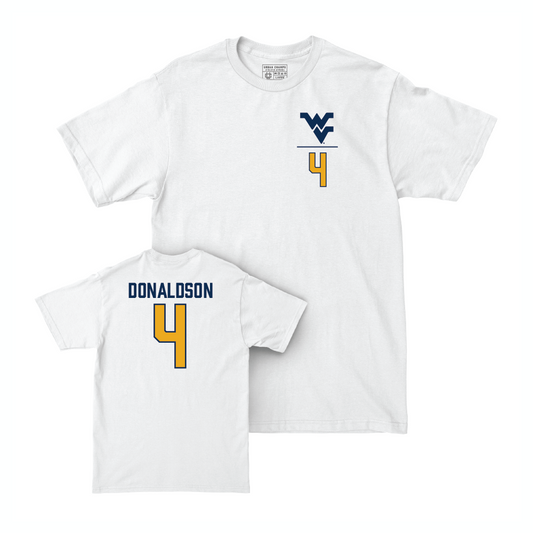 WVU Football White Logo Comfort Colors Tee - CJ Donaldson Youth Small