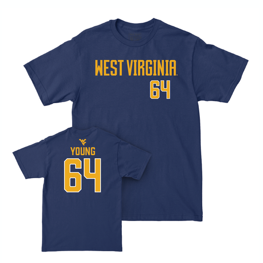 WVU Football Navy Wordmark Tee - Cooper Young Youth Small
