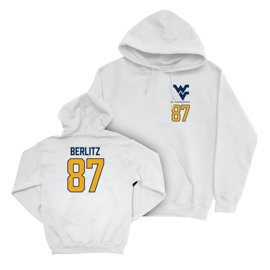 WVU Football White Logo Hoodie - Derek Berlitz Youth Small