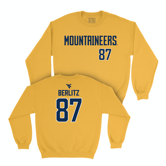 WVU Football Gold Mountaineers Crew - Derek Berlitz Small