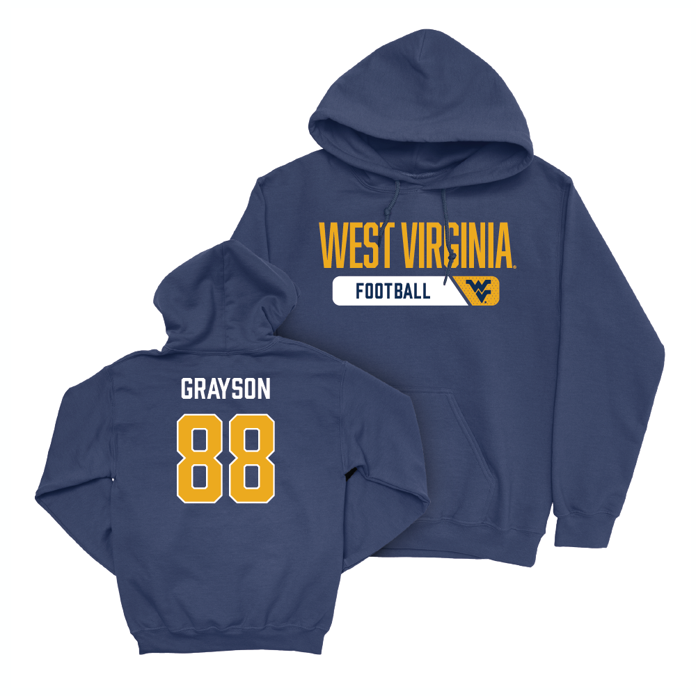 WVU Football Navy Staple Hoodie - Donovan Grayson Youth Small