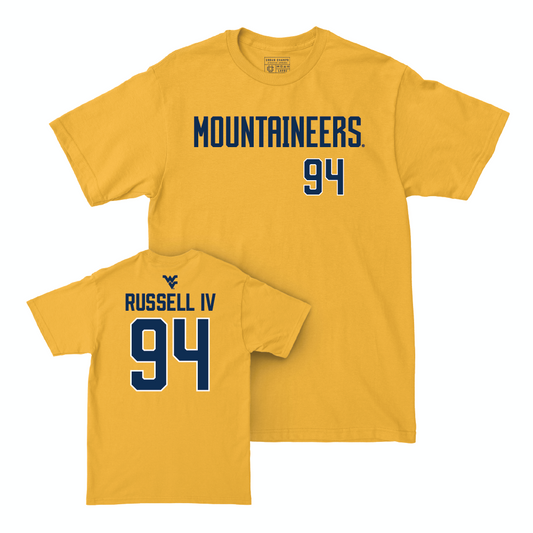 WVU Football Gold Mountaineers Tee - Hammond Russell IV Youth Small