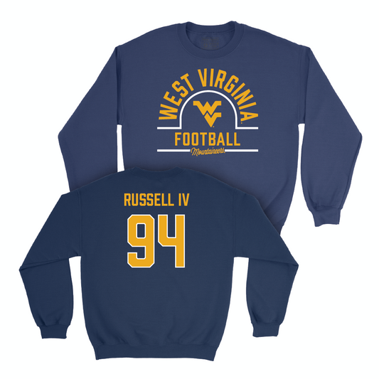 WVU Football Navy Arch Crew - Hammond Russell IV Youth Small