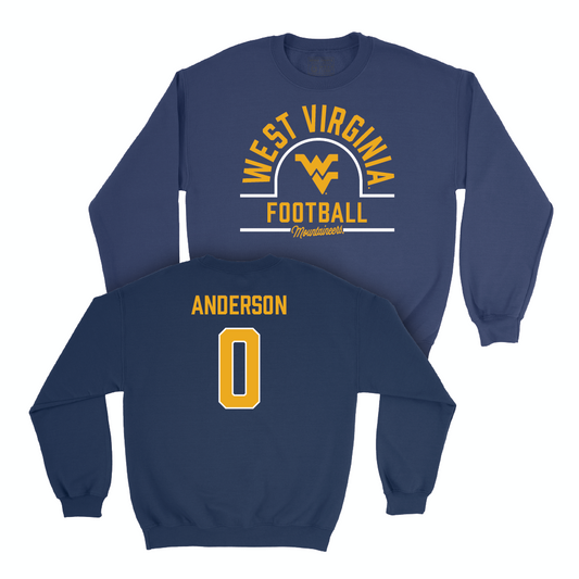 WVU Football Navy Arch Crew - Jaylen Anderson Youth Small
