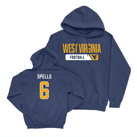 WVU Football Navy Staple Hoodie - Jacolby Spells Youth Small