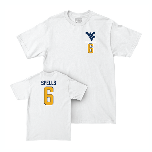 WVU Football White Logo Comfort Colors Tee - Jacolby Spells Youth Small