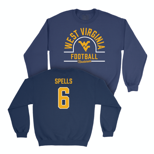 WVU Football Navy Arch Crew - Jacolby Spells Youth Small