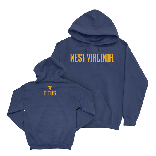 WVU Wrestling Navy Wordmark Hoodie - Jordan Titus Youth Small