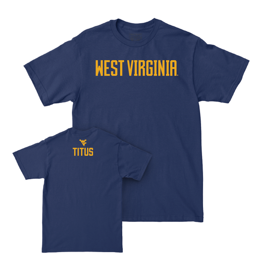 WVU Wrestling Navy Wordmark Tee - Jordan Titus Youth Small