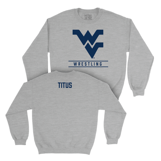 WVU Wrestling Sport Grey Classic Crew - Jordan Titus Youth Small