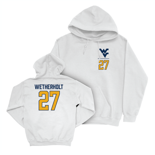 WVU Baseball White Logo Hoodie - JJ Wetherholt Youth Small