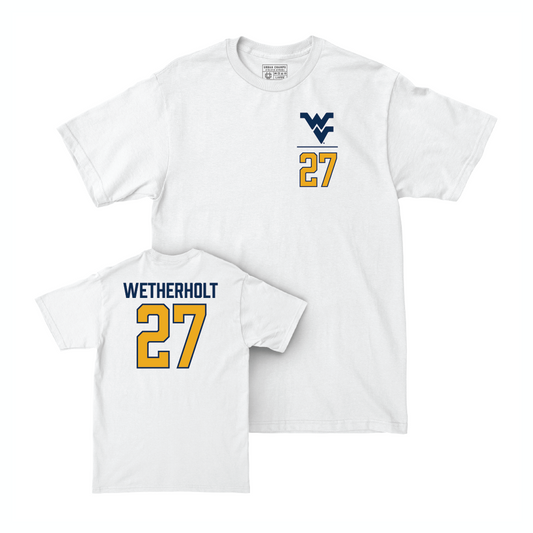 WVU Baseball White Logo Comfort Colors Tee - JJ Wetherholt Youth Small