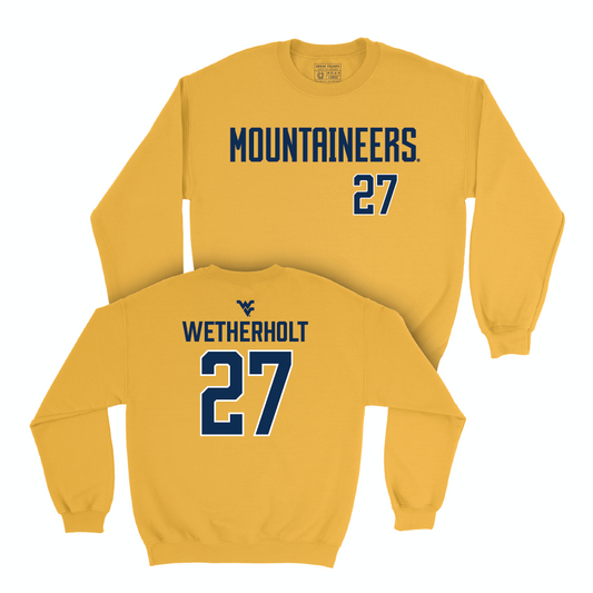 WVU Baseball Gold Mountaineers Crew - JJ Wetherholt Small