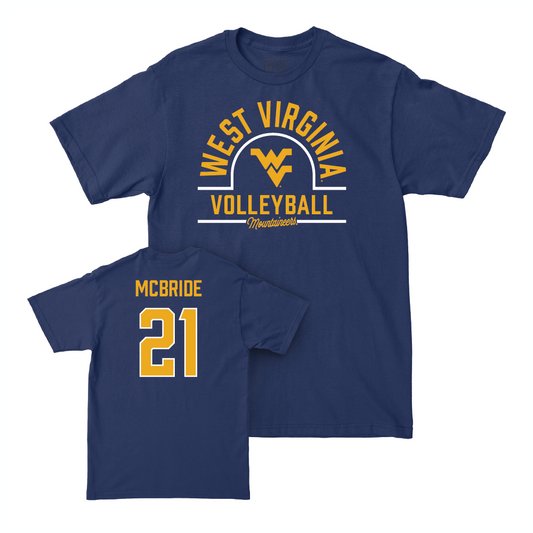 WVU Women's Volleyball Navy Arch Tee - Kristen McBride Youth Small
