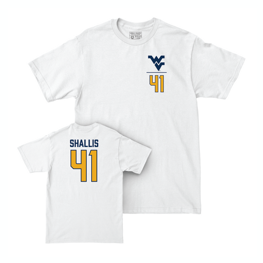 WVU Football White Logo Comfort Colors Tee - Kamden Shallis Youth Small