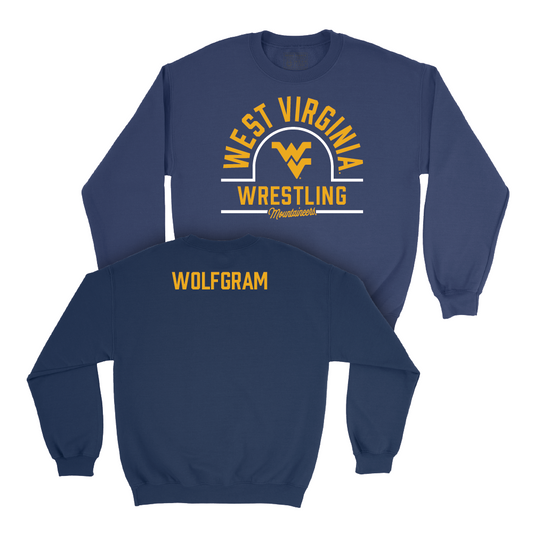 WVU Wrestling Navy Arch Crew - Michael Wolfgram Youth Small