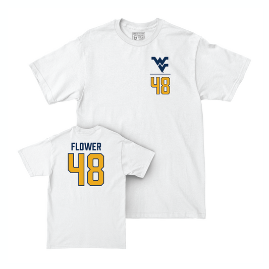 WVU Football White Logo Comfort Colors Tee - Nate Flower Youth Small