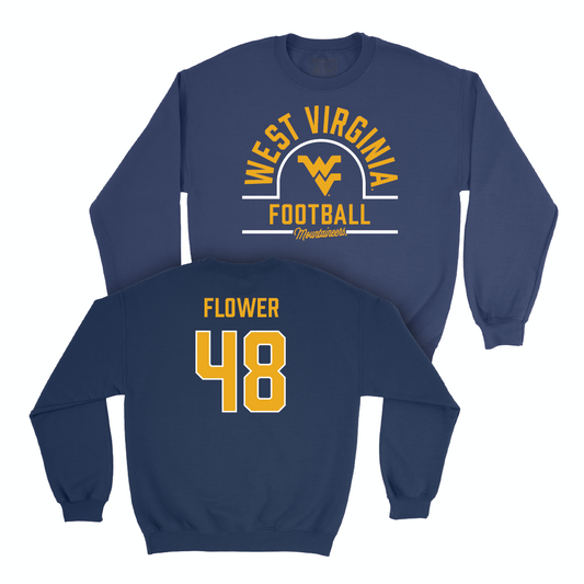 WVU Football Navy Arch Crew - Nate Flower Youth Small