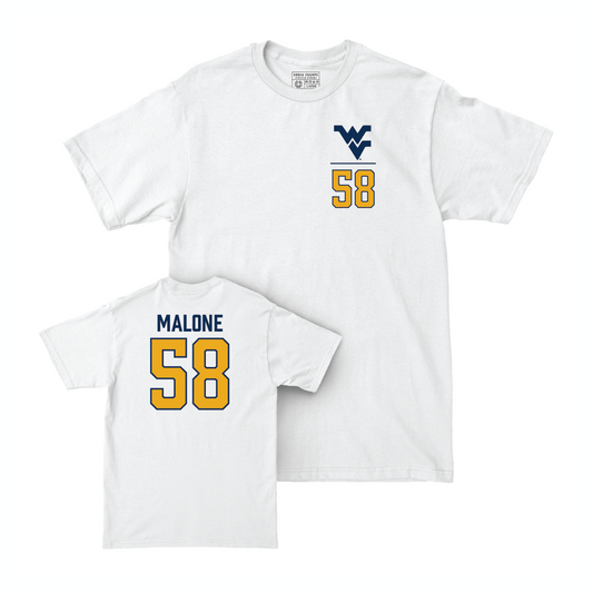 WVU Football White Logo Comfort Colors Tee - Nick Malone Youth Small