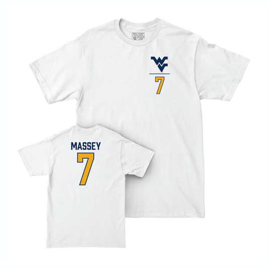WVU Football White Logo Comfort Colors Tee - Noah Massey Youth Small