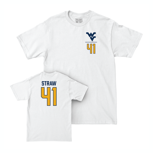 WVU Football White Logo Comfort Colors Tee - Oliver Straw Youth Small