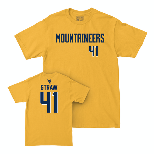 WVU Football Gold Mountaineers Tee - Oliver Straw Youth Small