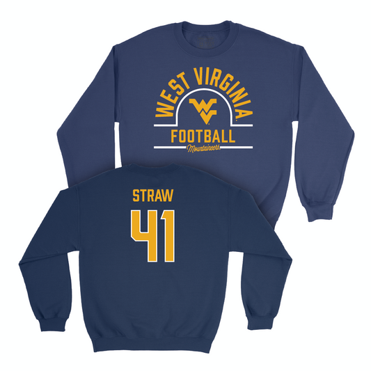 WVU Football Navy Arch Crew - Oliver Straw Youth Small