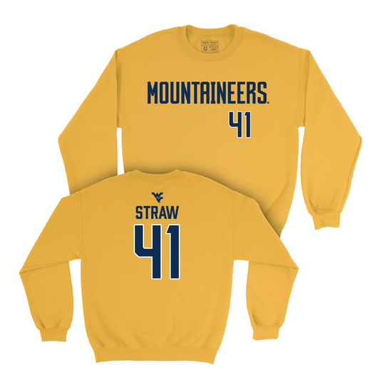 WVU Football Gold Mountaineers Crew - Oliver Straw Small