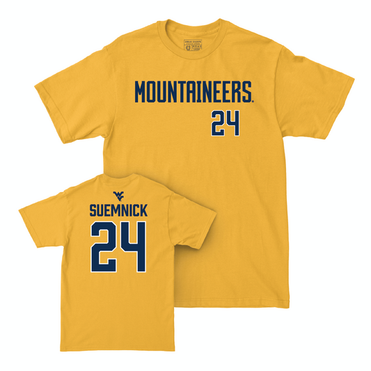 WVU Men's Basketball Gold Mountaineers Tee - Patrick Suemnick Youth Small