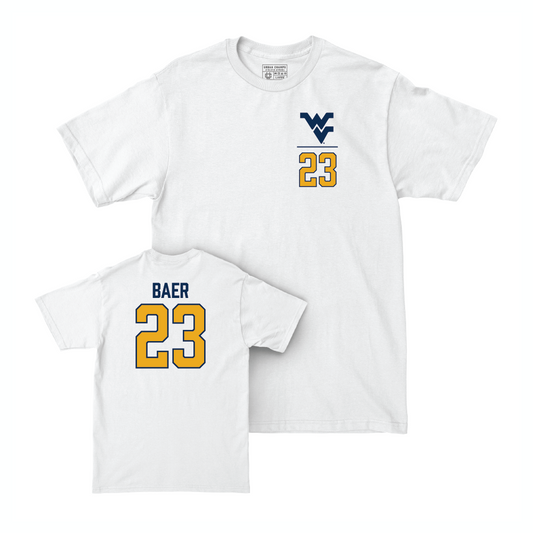 WVU Men's Soccer White Logo Comfort Colors Tee - Ryan Baer Youth Small