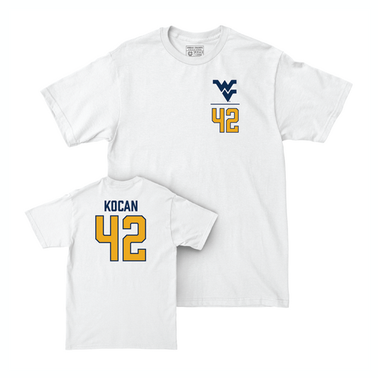 WVU Football White Logo Comfort Colors Tee - RJ Kocan Youth Small