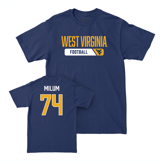 WVU Football Navy Staple Tee - Wyatt Milum Youth Small