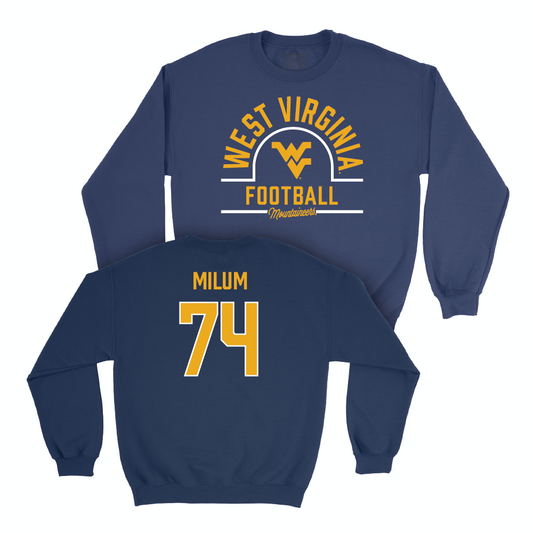 WVU Football Navy Arch Crew - Wyatt Milum Youth Small