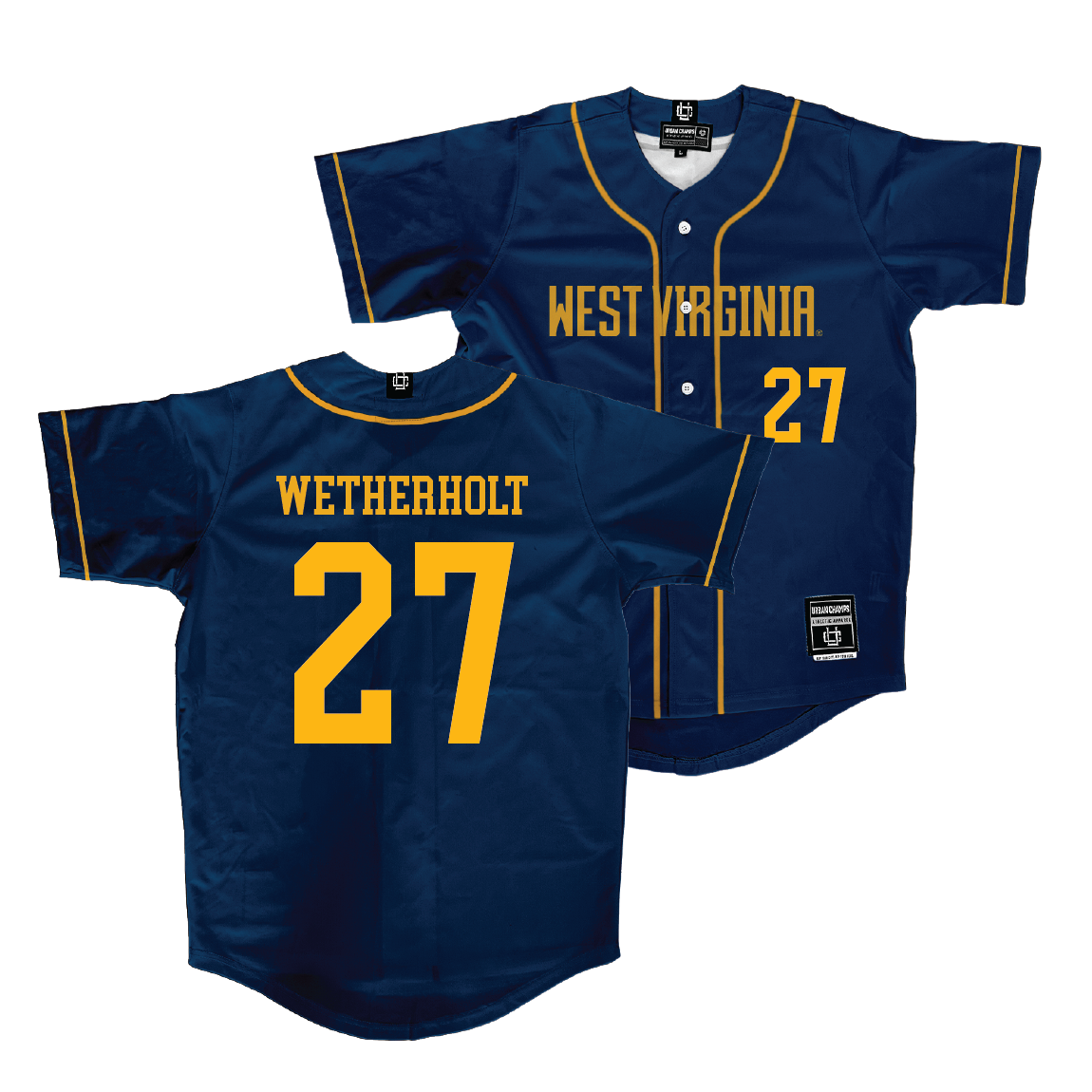 WVU Baseball Navy Jersey - JJ Wetherholt | #27