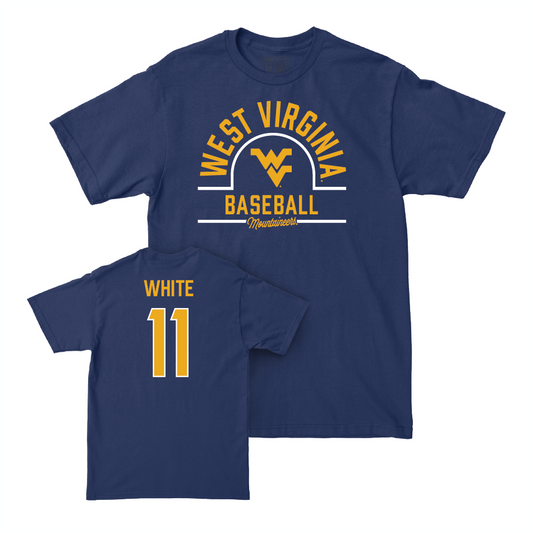 WVU Baseball Navy Arch Tee  - Sam White