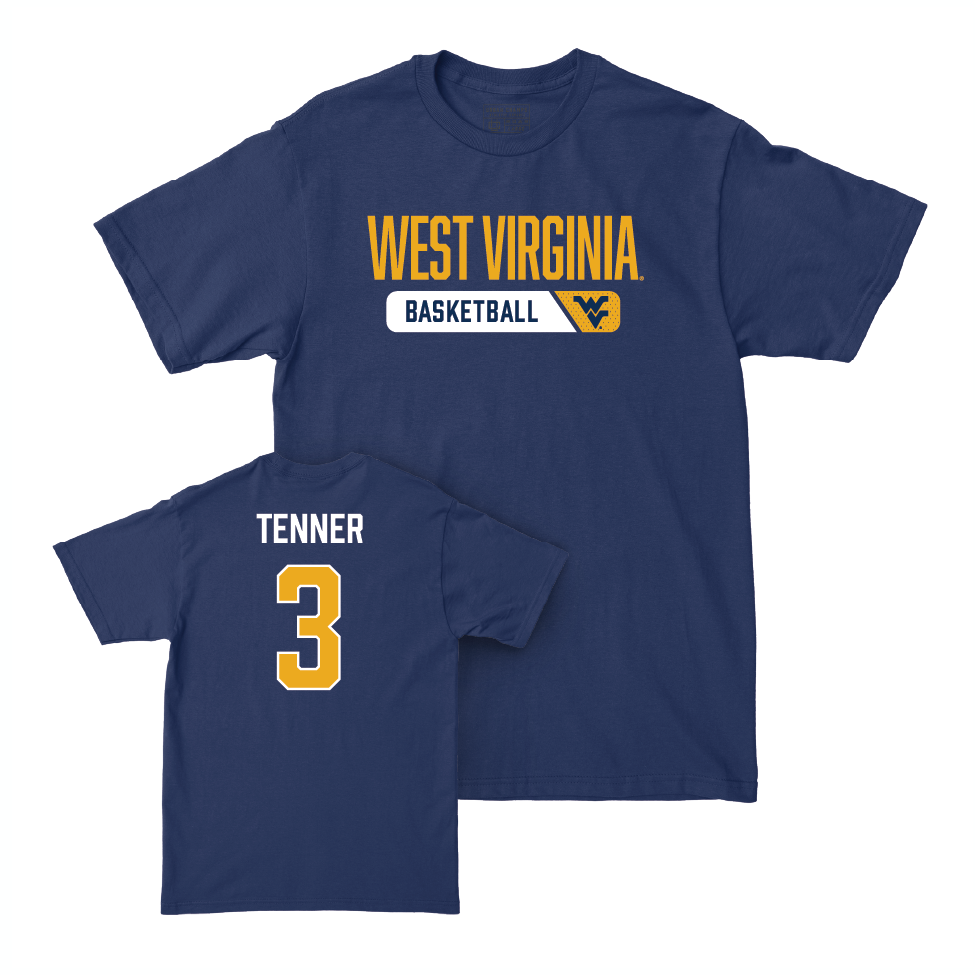 WVU Men's Basketball Navy Staple Tee  - KJ Tenner